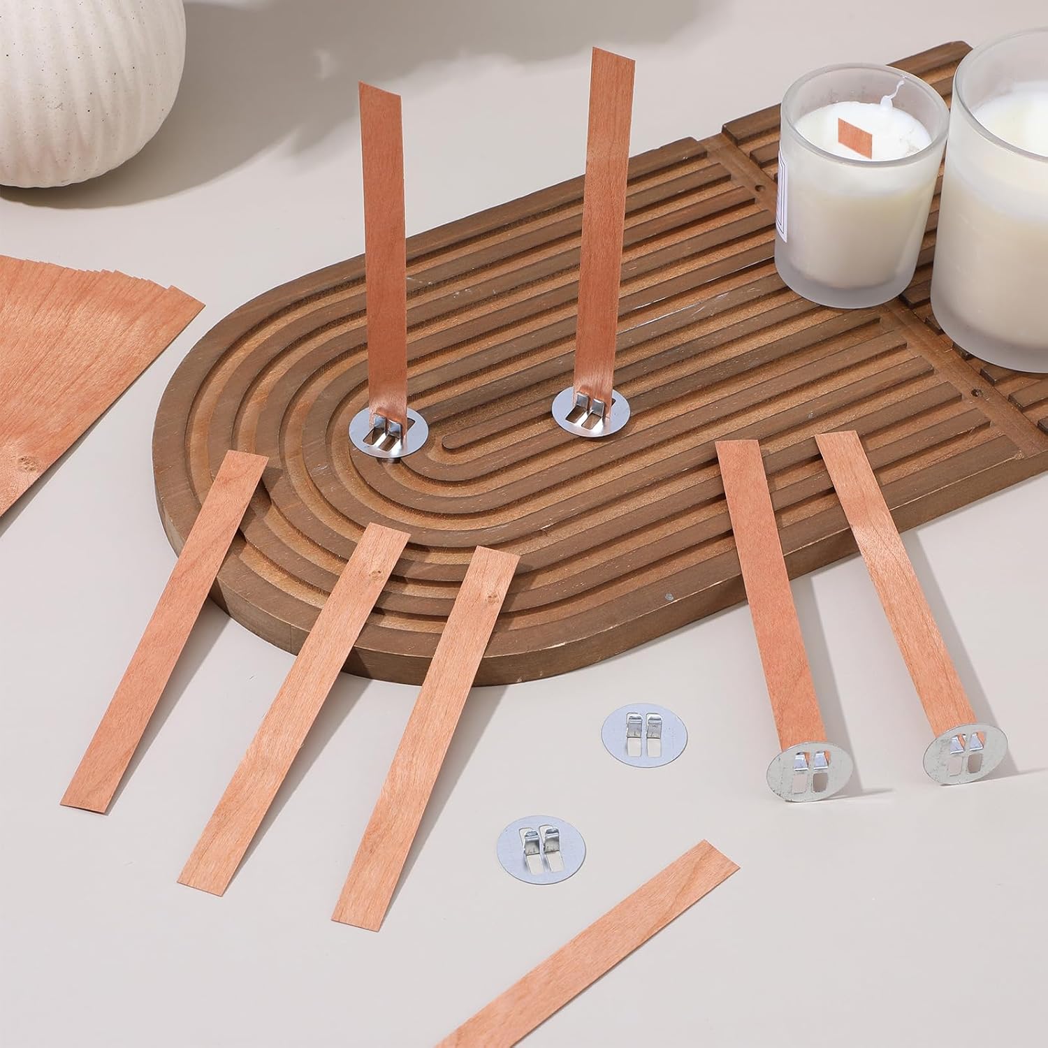 Soy Wax Pillar Blend - 60 szt. Drewnianych Knotów do Świec,